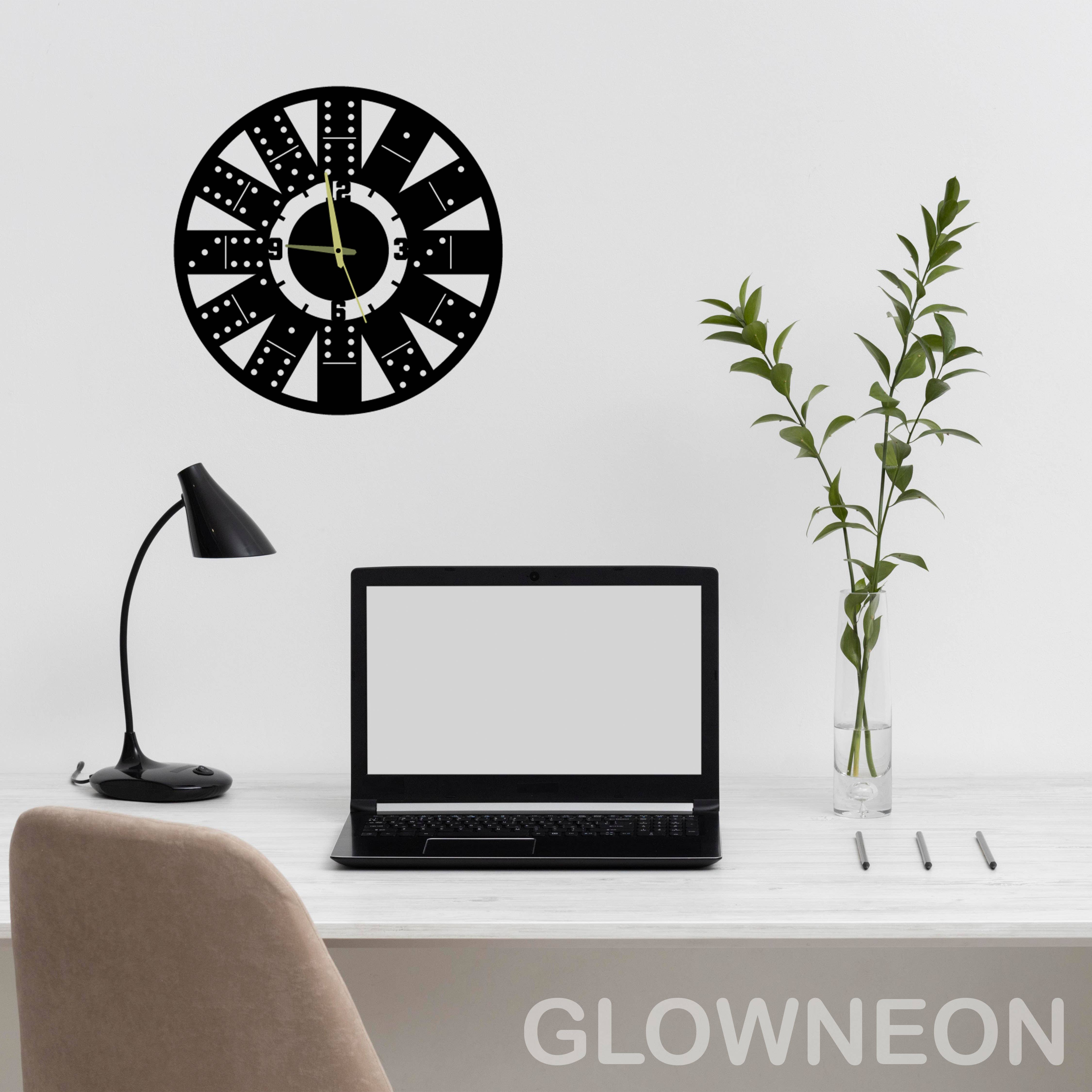 Glow Neon – wholesale Wall sign – Domino Game Metal Clock, Domino Game Room Wall Clock Decor  2