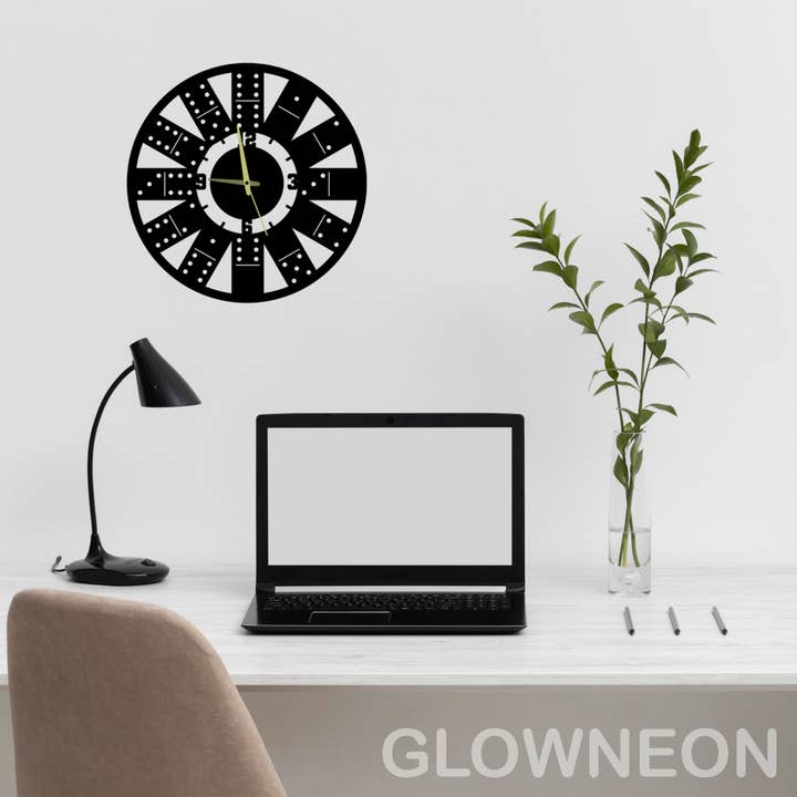 Glow Neon – wholesale Wall sign – Domino Game Metal Clock, Domino Game Room Wall Clock Decor 2