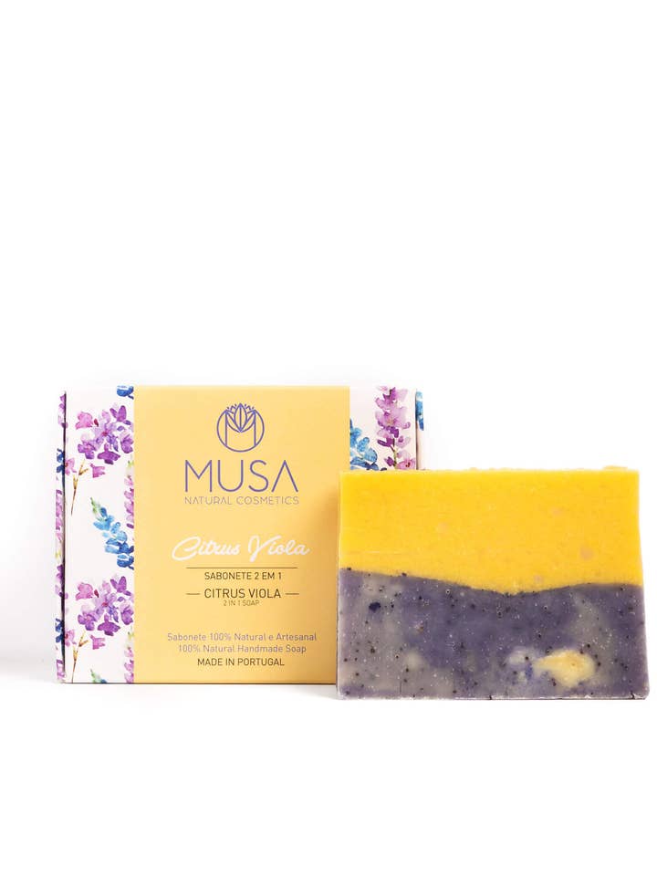 Citrus Viola Tvål (2 i 1 återfuktande och exfolierande) för wholesale av MUSA Natural Cosmetics