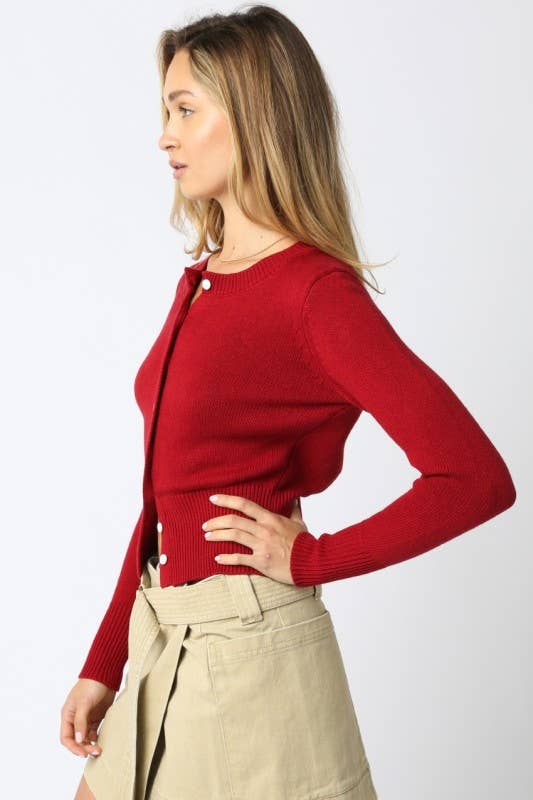 Olivaceous – Großhandel Strickoberteil – Damen – Mekalia Knopf-Stricktop11