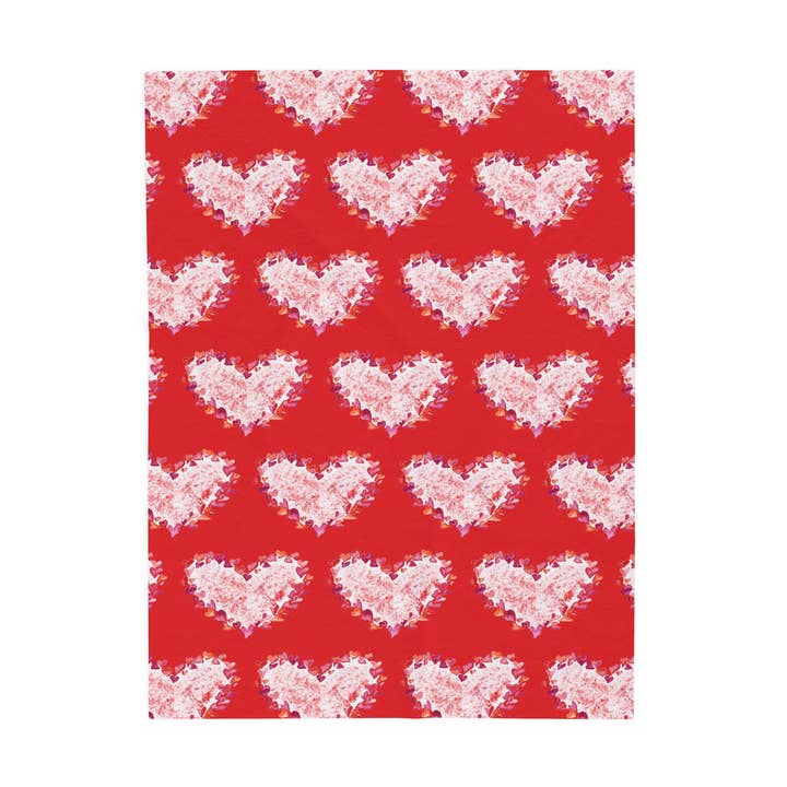 Heart Of Hearts Plush Blanket – Red Velveteen Cozy Throw for wholesale by Blue Cava