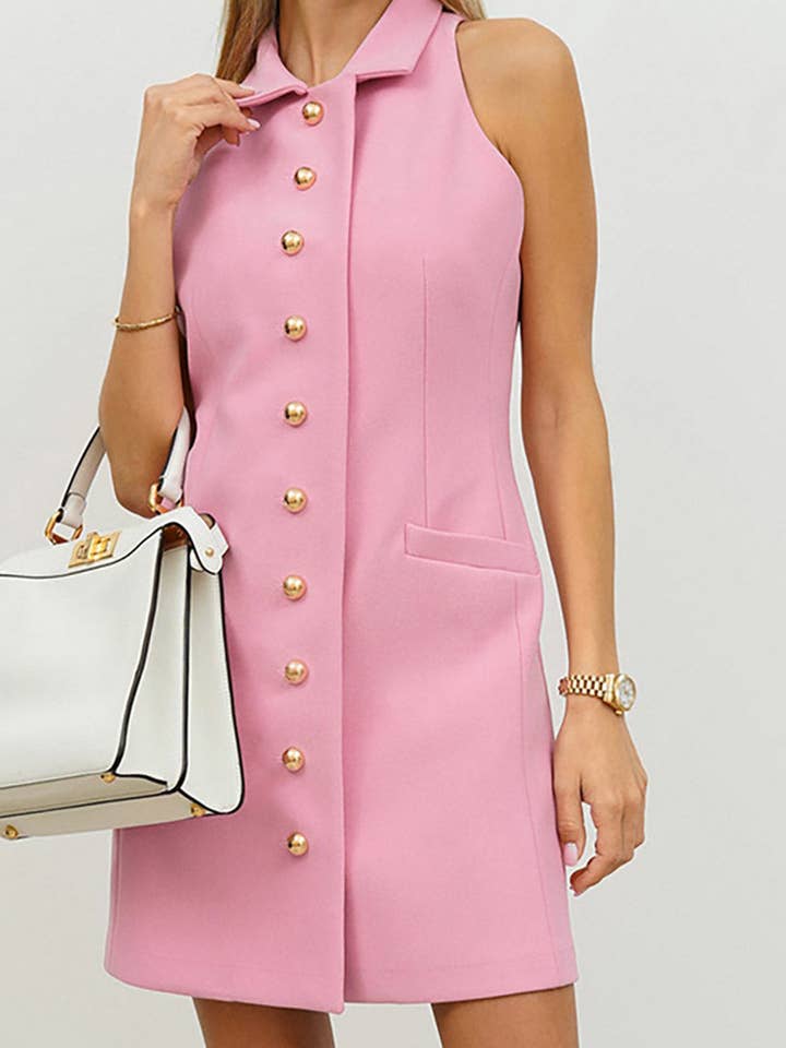 SOLID COLOR LAPEL DRESS FOR EFFORTLESS ELEGANCE for wholesale by Aria Romance