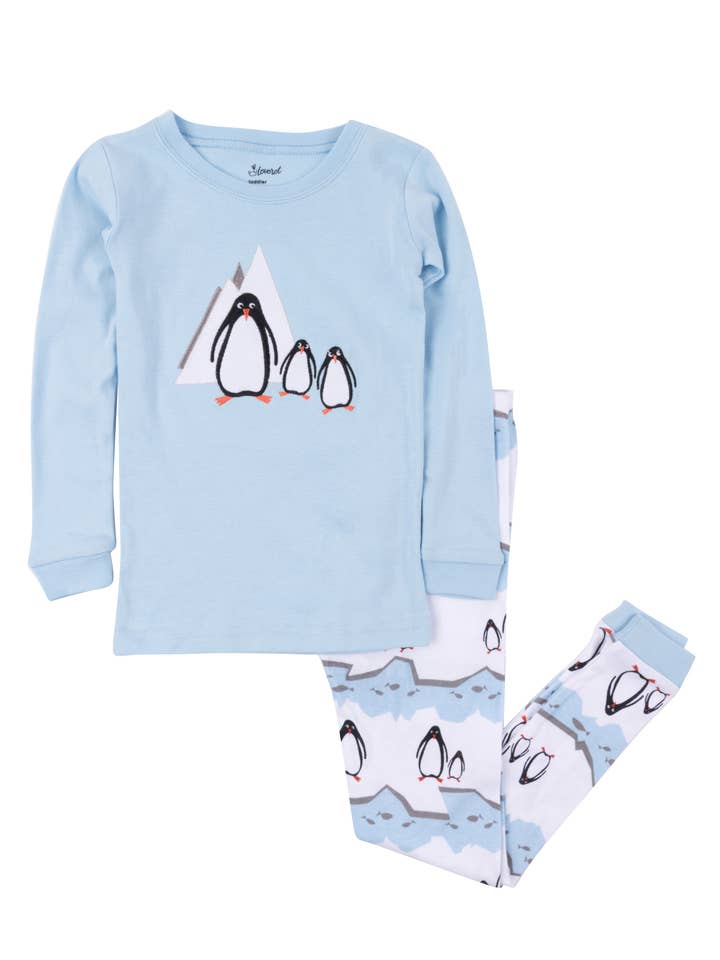 Pyjama deux pièces en coton pour enfants Pingouin pour la vente par Leveret Pajamas