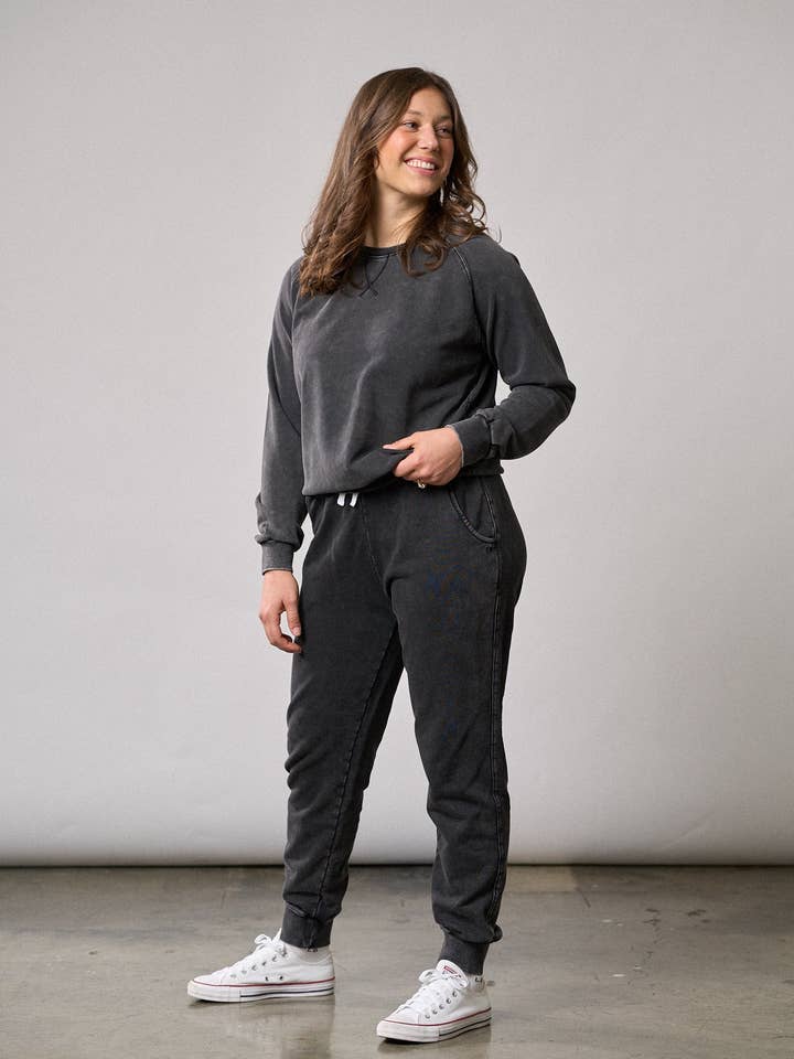 Little Bipsy - Wholesale Lounge Sweatpants/Joggers - Women's - Adult Acid Wash Jogger - Black
