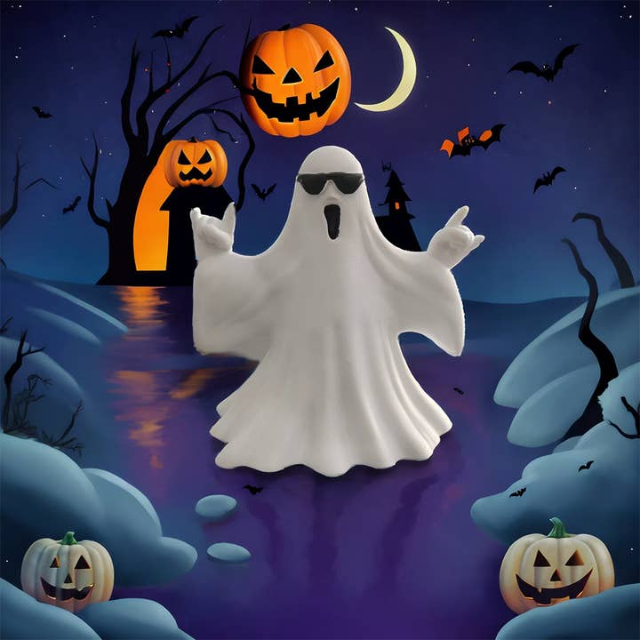 UNISHE - Wholesale Decorative Tabletop Object - Halloween Middle Finger Cute Ghost Pumpkin Figurine ZK34561