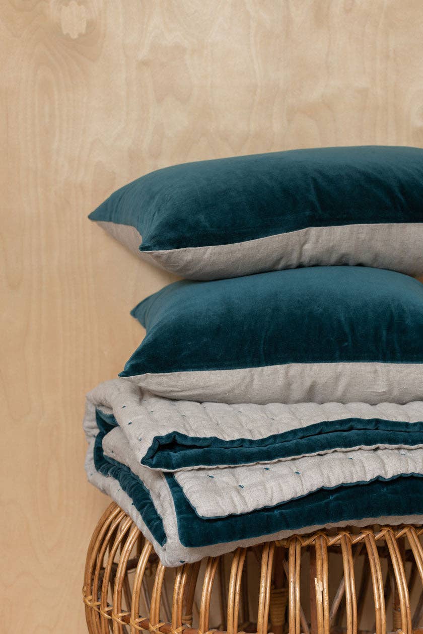 Niki Jones - Vente Coussin lombaire - Housse de coussin rectangulaire en lin velours0