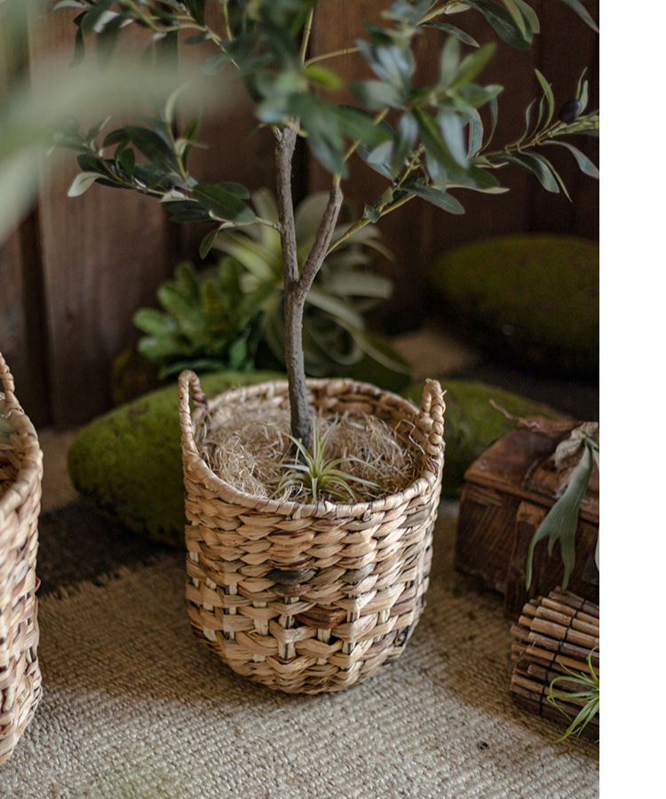 Rustic Reach - Vente Paniers - Panier rond en paille naturelle avec poignées8