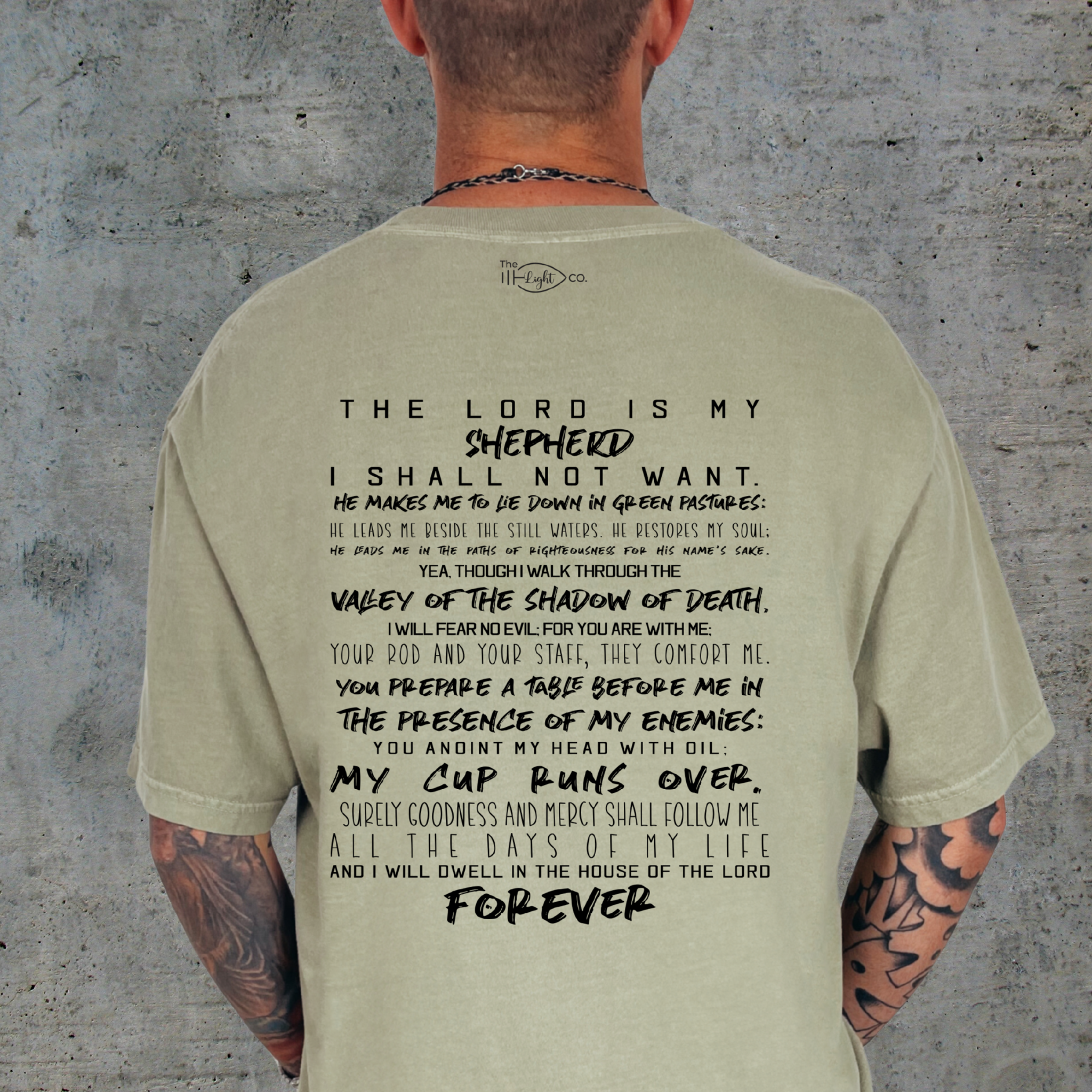 The Light Company - Wholesale Screen Printed T-Shirt - Unisex - The Lord Is My Shepherd Psalm 23 Faith Tee2