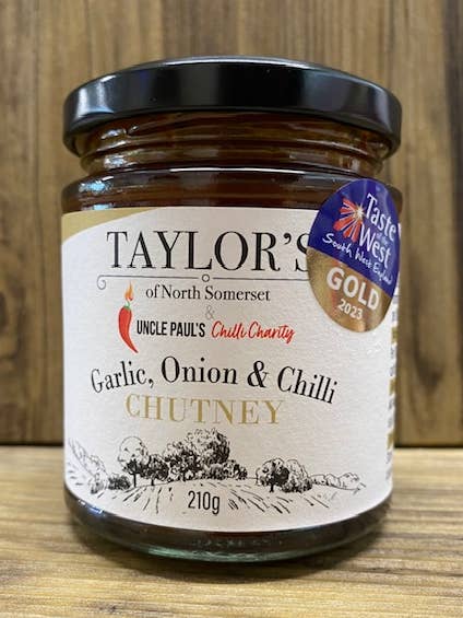 Garlic, Onion & Chilli Chutney (Vegan, Vegetarian, Gluten F) for wholesale by Uncle Paul's Chilli Charity Farm