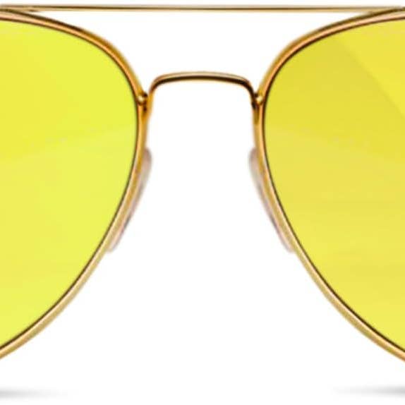 grinderPUNCH Mens Large Aviator Sunglasses - Gold Frame/Yellow Lens for wholesale by grinderPUNCH