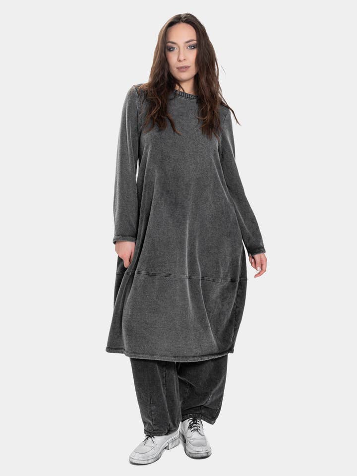 Baci & Amici Fashion - US Continental - Wholesale Dress - Women's - Knit Collar Midi Sweatshirt Dress8