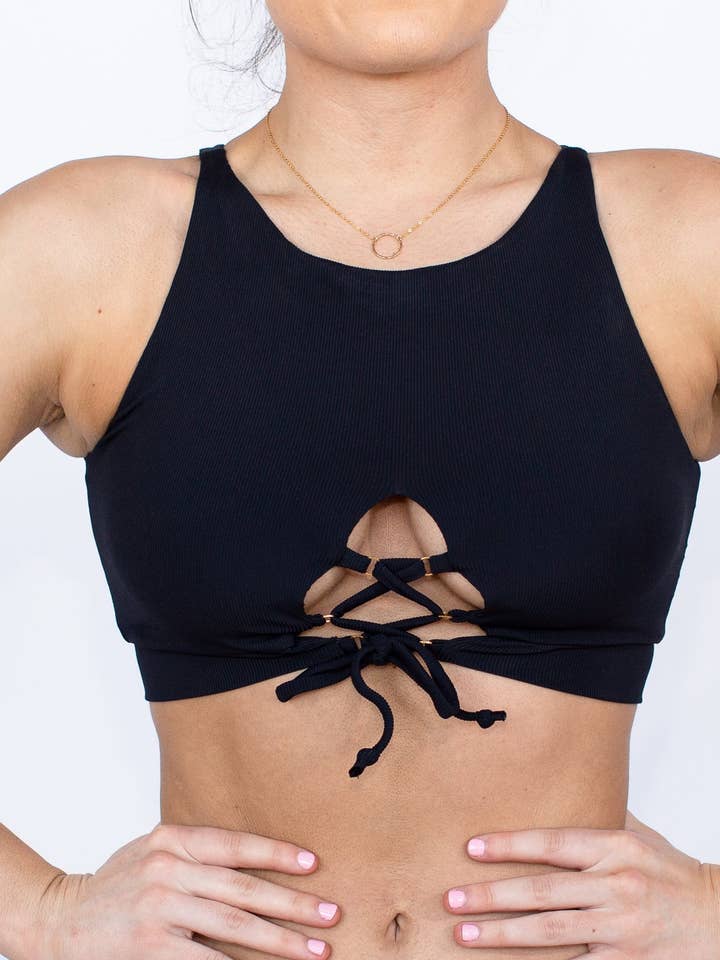 Laguna Bikini Top - Sort Rib for engroshandel hos Pure Bliss Bikinis