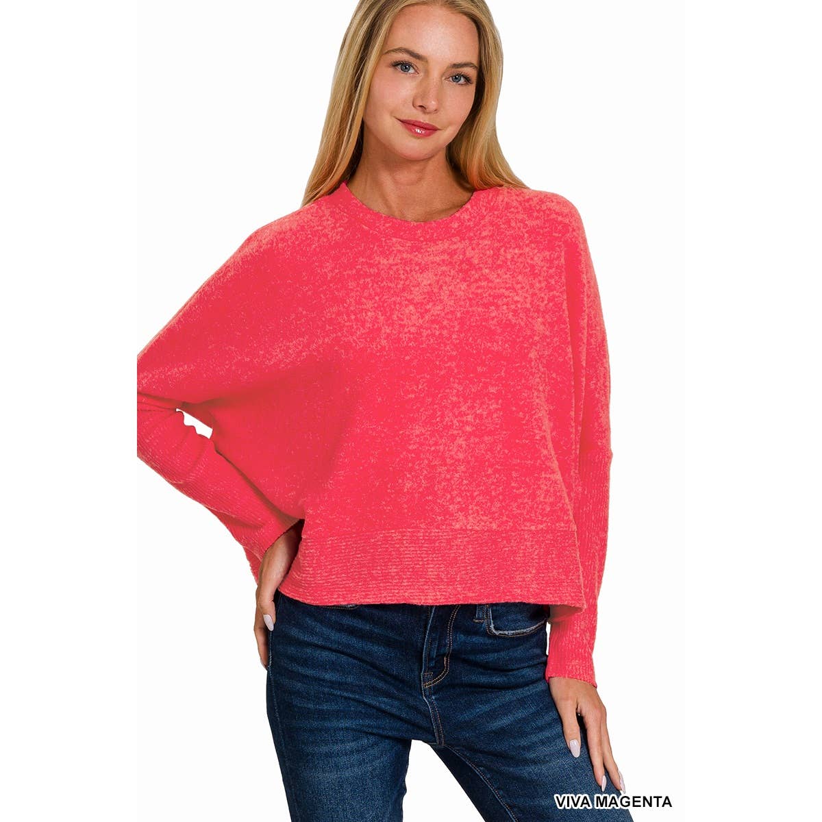 Apolline - Vente Pull en maille – femme - PULL À MANCHES HACCI DOLMAN EN MÉLANGE BROSSÉ6