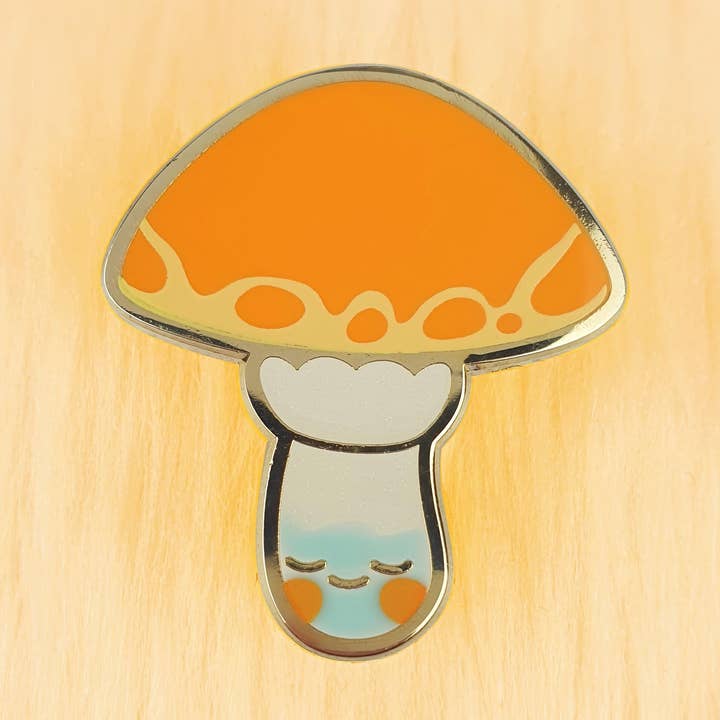 Spilla smaltata a forma di fungo con punta dorata per la vendita all'ingrosso da parte di PINSTACHIIO