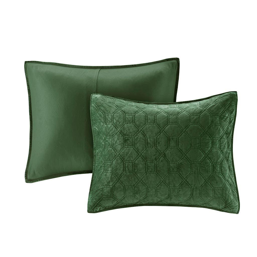 Velvet 3-Piece Quilt Set, Green for wholesale on Faire7