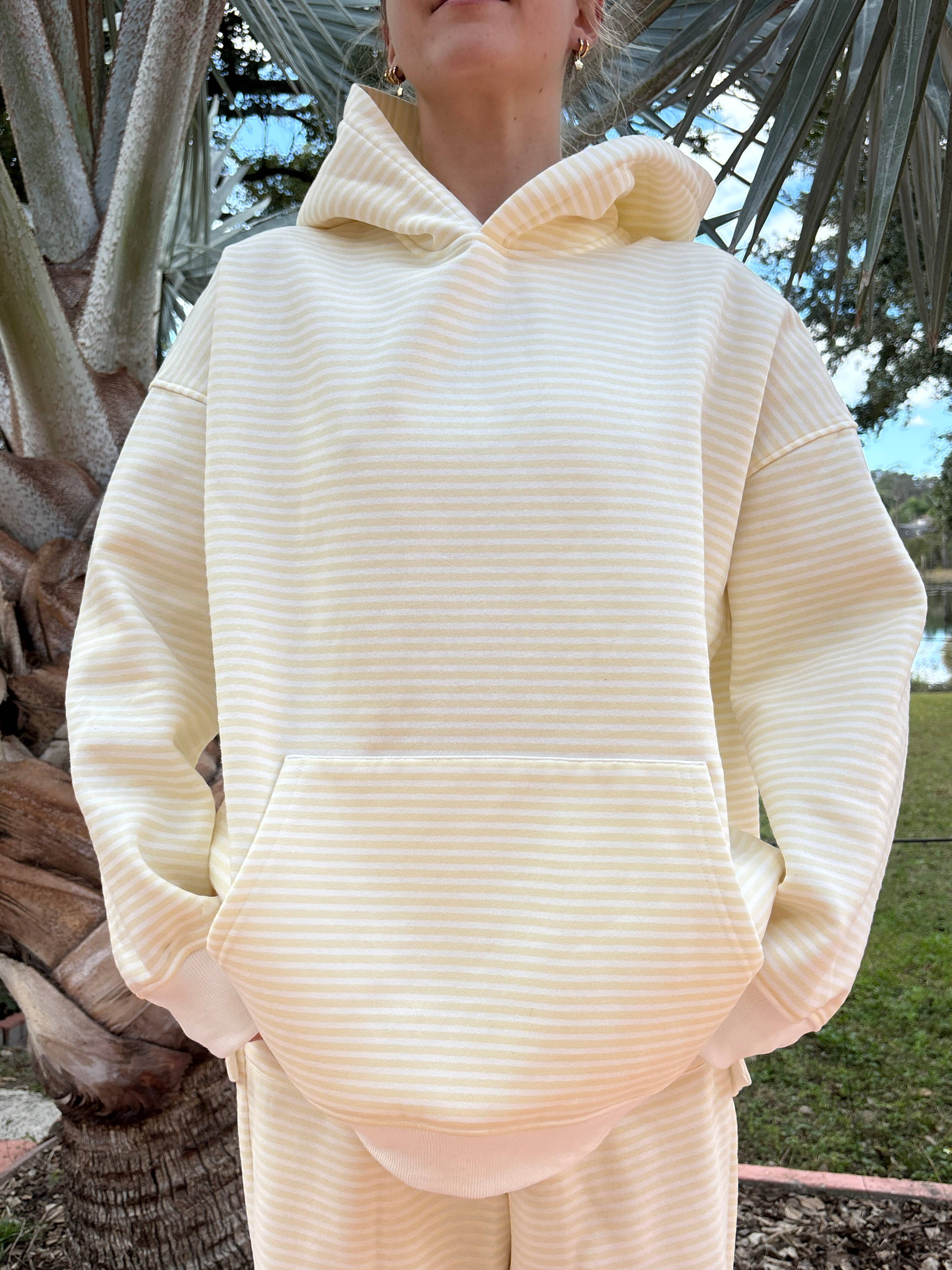 Baby Yellow and White Big Striped Hoodie for wholesale on Faire5
