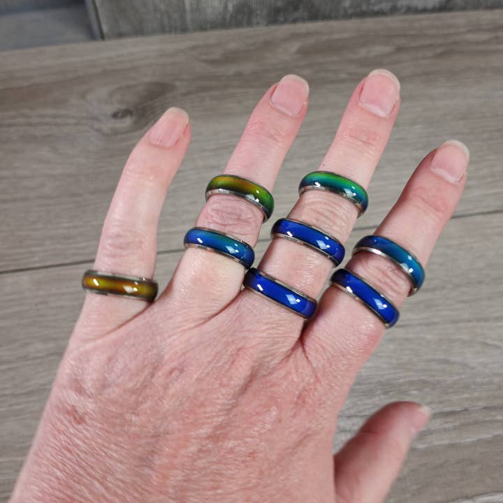 Keystone Crystals - Wholesale Band/Stacked Ring - Stainless Steel Ring Mood Changing4