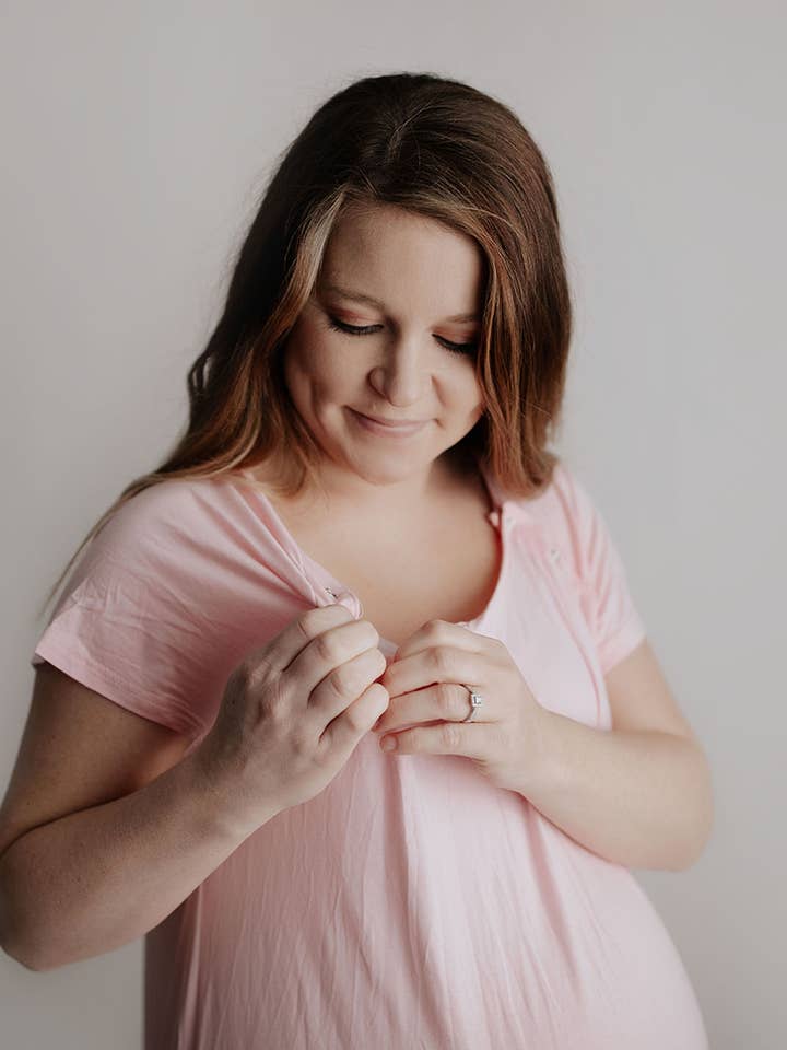 Three Little Tots - Wholesale Dress - Maternity - Light Pink Mommy Labor and Delivery/ Nursing Gown9