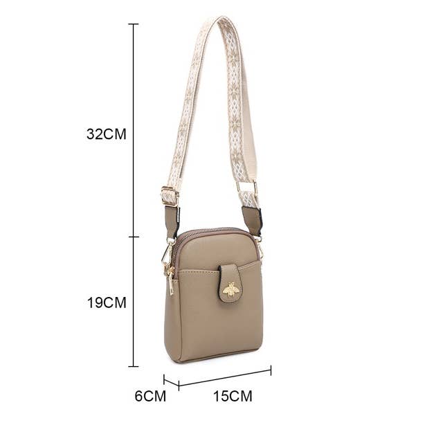 Papaya Fashion Ltd - Wholesale Crossbody Bag - Women's - B23001 Bee Cross Body Handbag with double zip top sections20