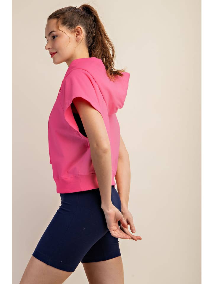 Rae Mode - Wholesale Hoodie - Women's - COTTON LYCRA SHORT SLEEVE HOODIE TOP33