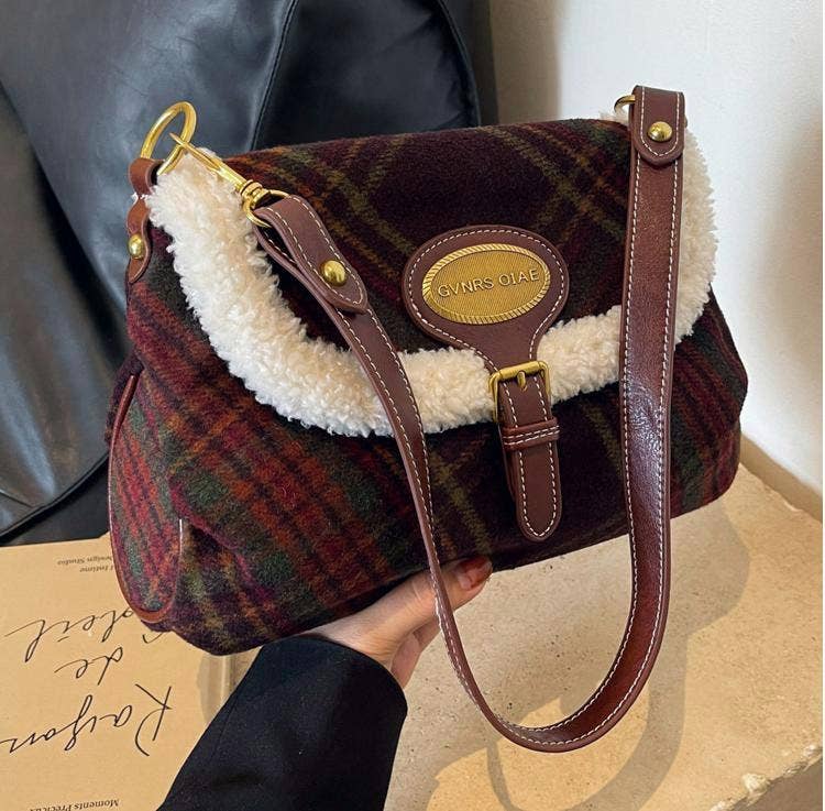 MKS America - Wholesale Crossbody Bag - Women's - Christmas tweed plush crossbody bag0