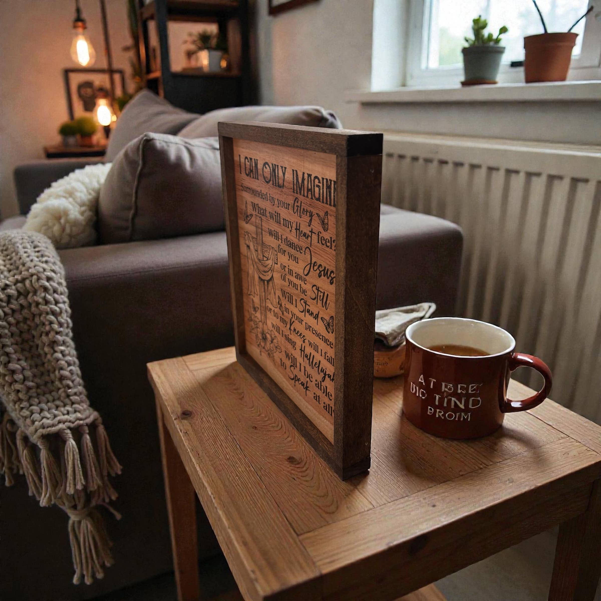 Faithful Creations Studios – Großhandel Schilder – Ich kann es mir nur vorstellen - Wandkunst aus Massivholz — 12x12 — Christlich4