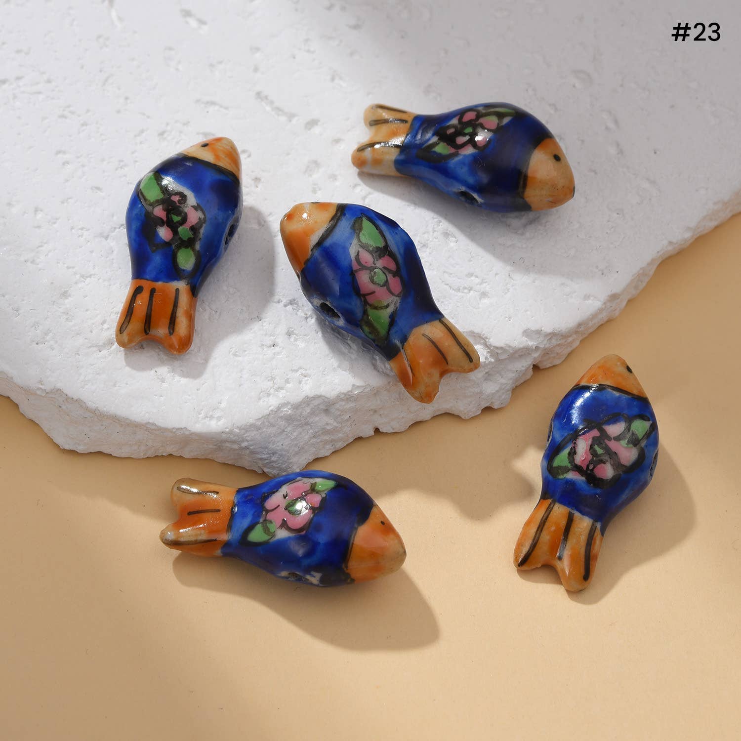 Beads Creation – wholesale Pärlor – Handmålade djurkeramikpärlor med stort hål Smycken ORG3042