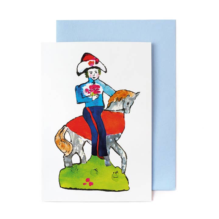 Soldaat met paard + Flower Posy Staffordshire keramische kaart voor wholesale door Yes! Paper Goods