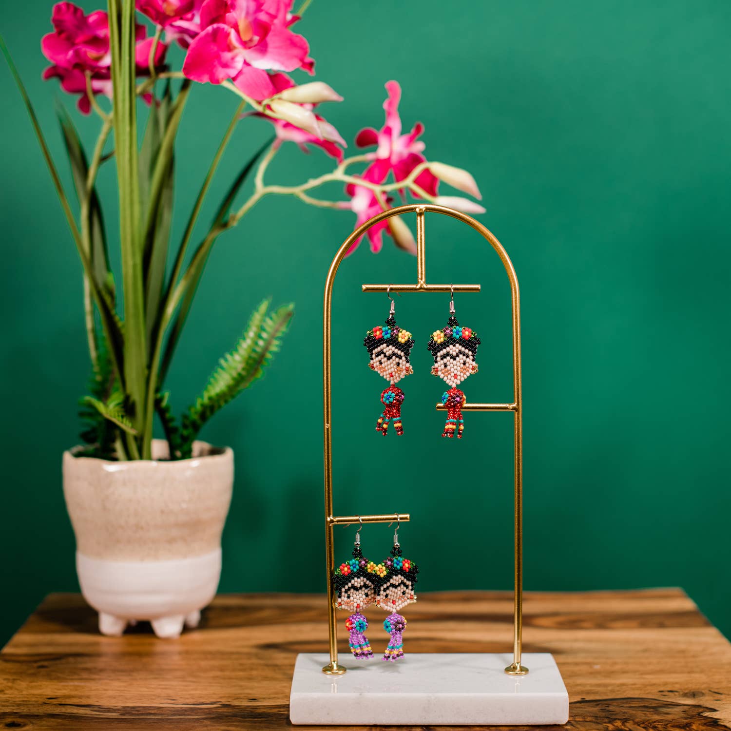 Lucia's Imports - Vente Boucles d'oreilles pendantes - Boucles d'oreilles perlées Dancing Frida3