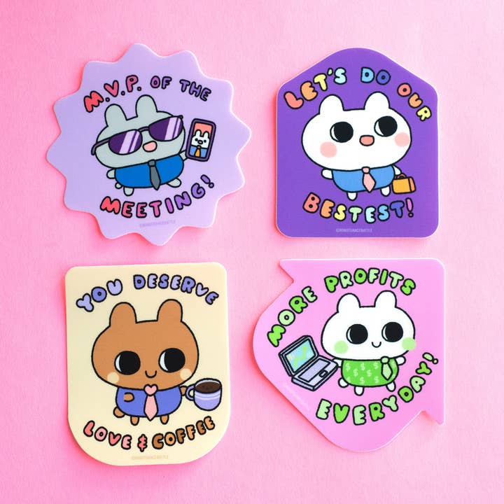 Bunny Business Motivation Stickers for wholesale by Robot Dance Battle
