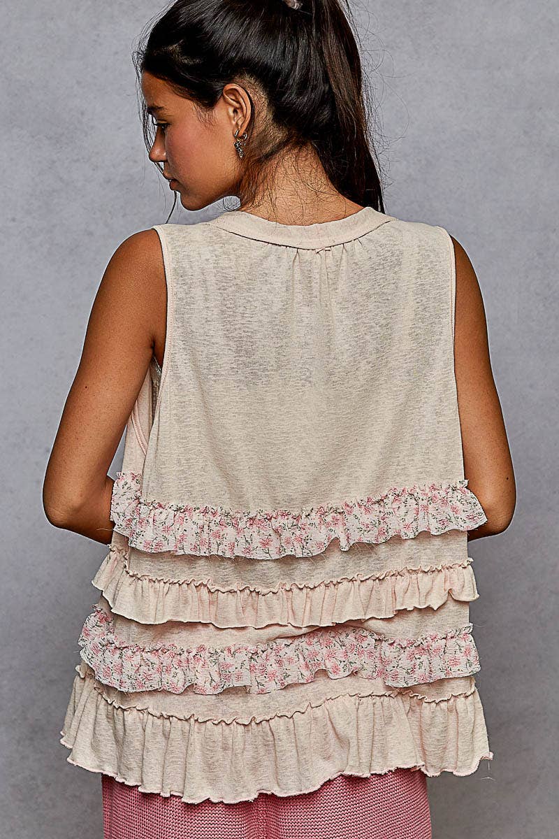 Pol Clothing - Vente Cardigan – femme - Gilet ouvert sans manches avec détails à volants EN SOLDE3