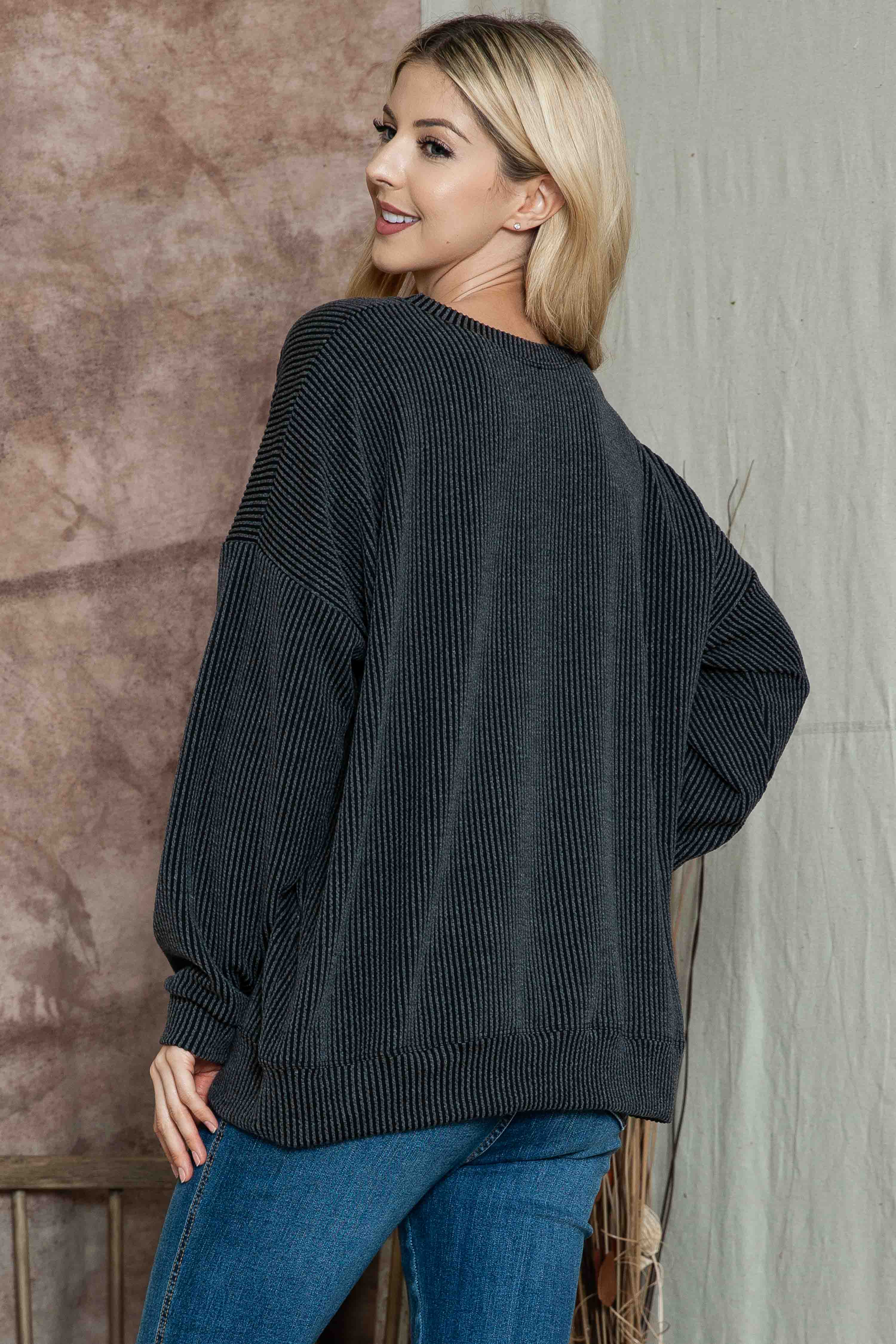 Burgundy Apparel - Wholesale Sweatshirt - Women's - WAVE RIB OVERSIZED SWEATSHIRT2