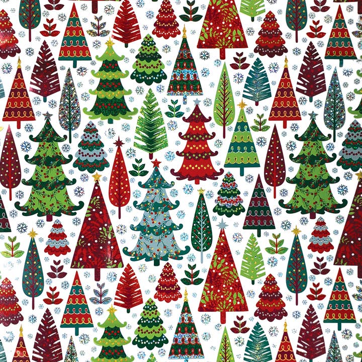 Jillson & Roberts - Wholesale Wrapping Paper Roll - Holographic Trees Wrap - Jumbo