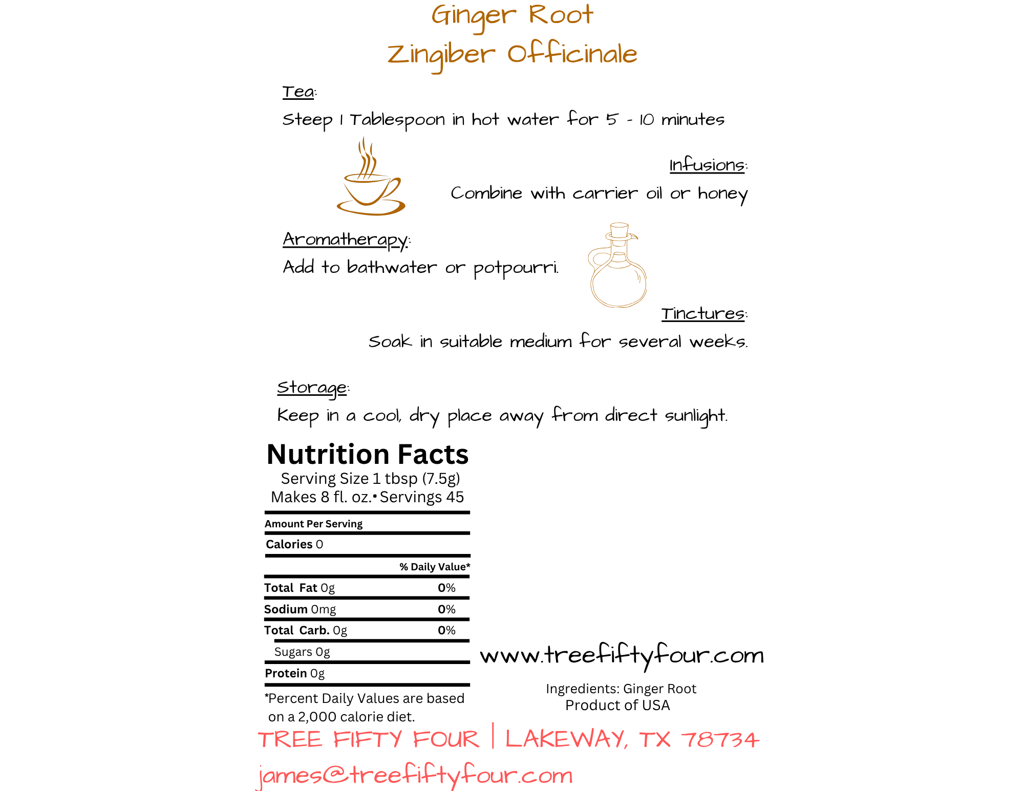 Tree Fifty Four – wholesale Herbs – Ginger Root | 2oz - 1 KG | Bulk Herbs2