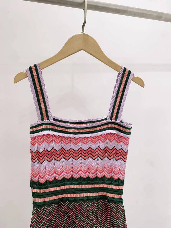 Multi Colored DR331 Retro Pleated Knit Dress - Spring/Summer Chic for wholesale on Faire8