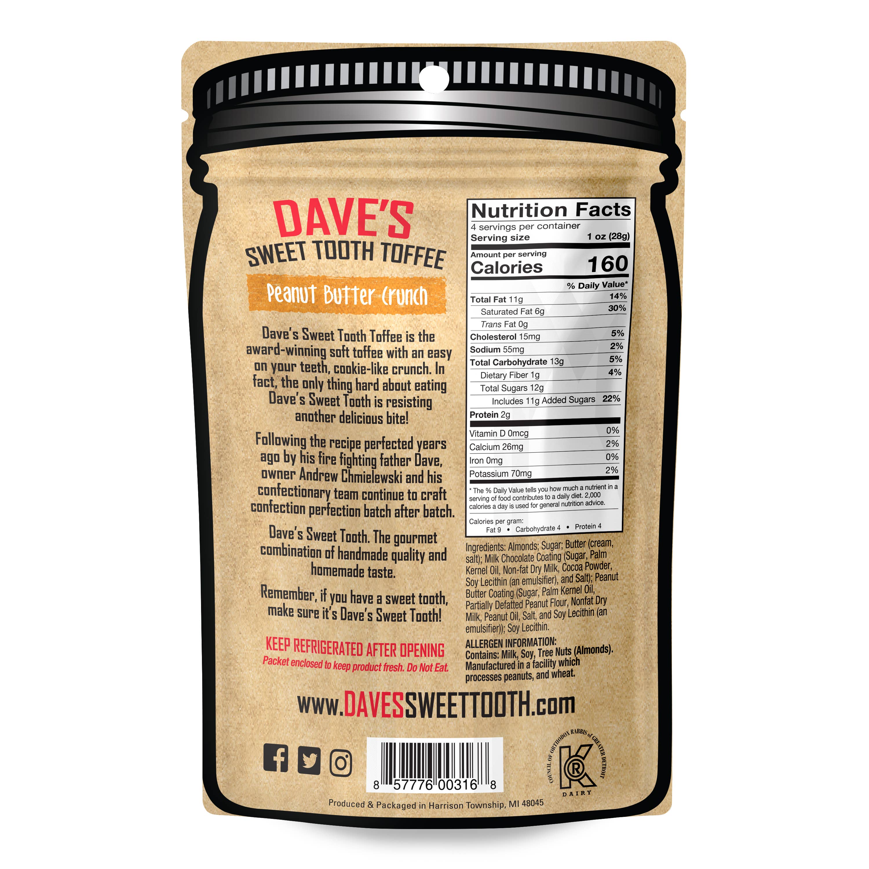 Dave's Sweet Tooth - Wholesale Toffee - Peanut Butter Crunch Pouch1
