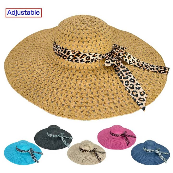 Leopard Band Floppy Beach Hat for wholesale by Deluxe Import Trading