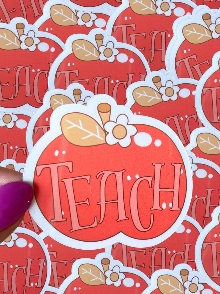 "Teach" Apple waterproof sticker|teacher|back to school for wholesale by Typo Lettering Co