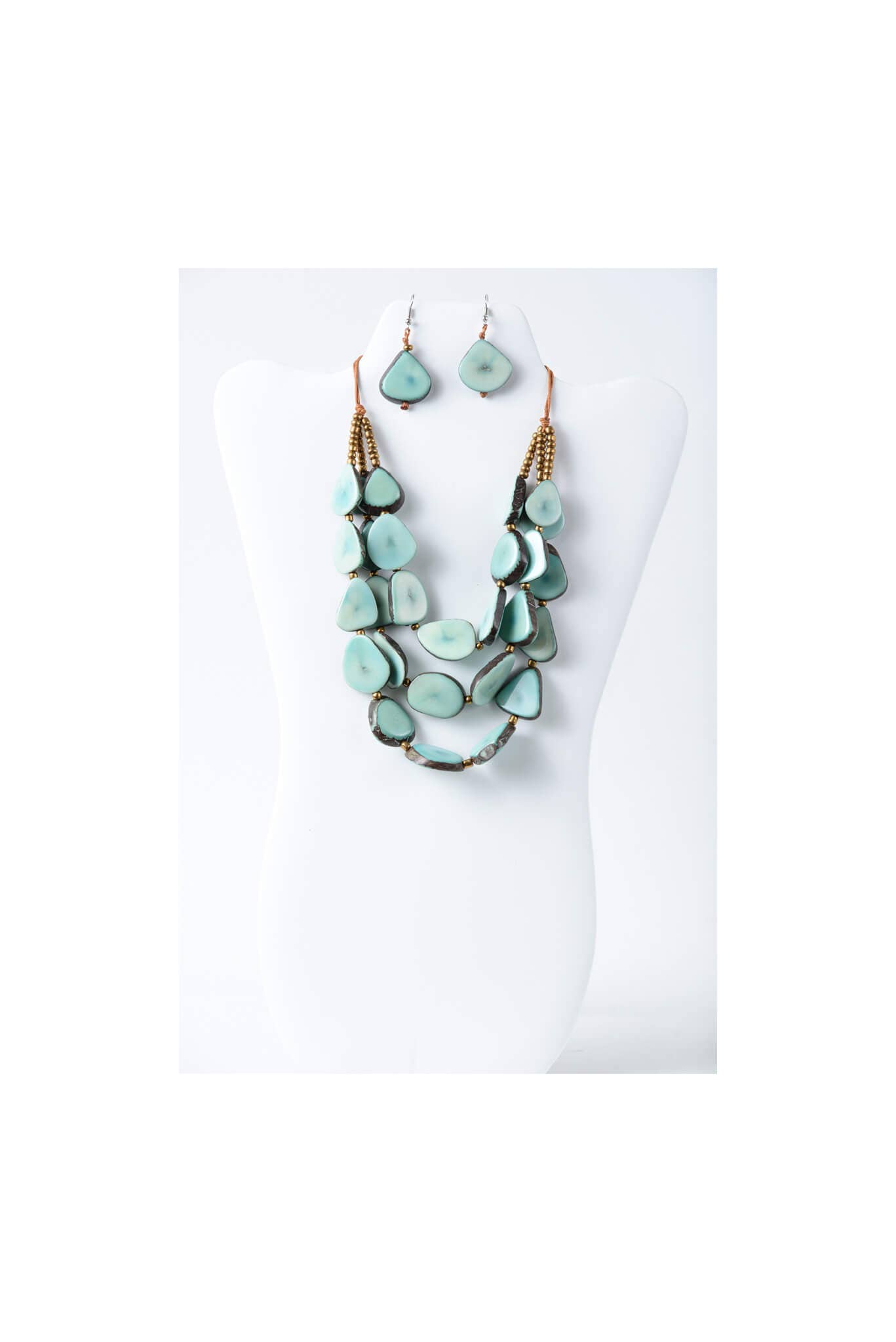 TaguArtsy - Wholesale Jewelry Set - Zaley Three Stranded Organic Tagua Necklace and Earrings16