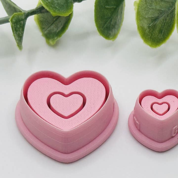CaliLu Clay Co. - Wholesale Cookie Cutter - Double Heart Bezel Cookie Cutter / Polymer Clay Cutter1