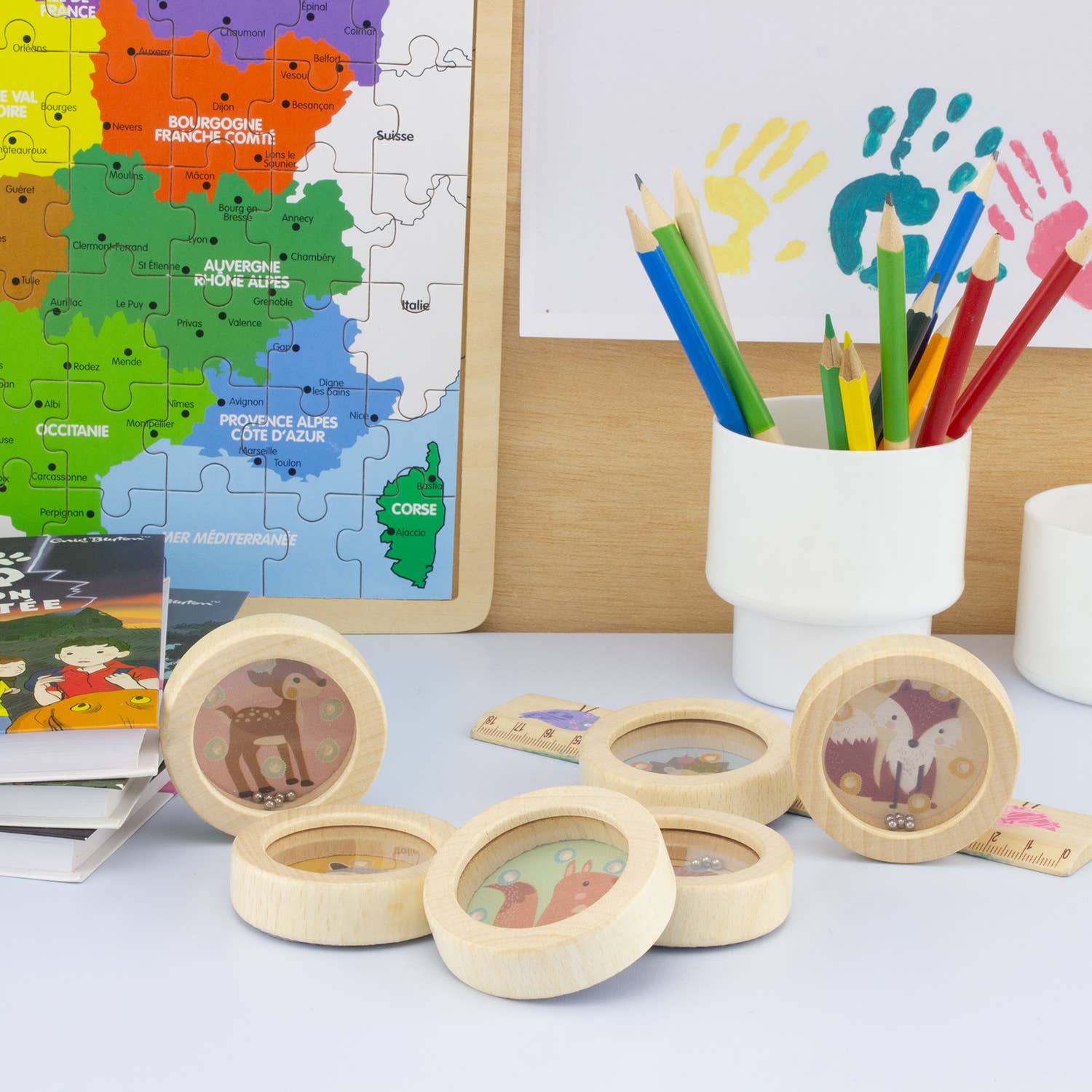 Ulysse Couleurs d'Enfance – wholesale Träleksak - Barn – Klurigt bollspel: Skogen (set om 24)1