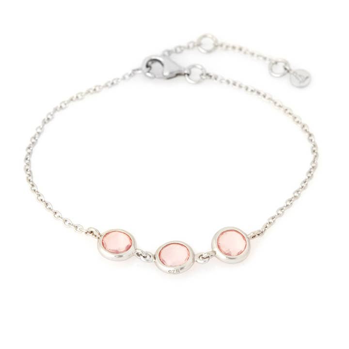 Bracciale in quarzo rosa naturale, argento 925, lunghezza 15,5+3 cm per la vendita all'ingrosso da parte di OPALOOK France