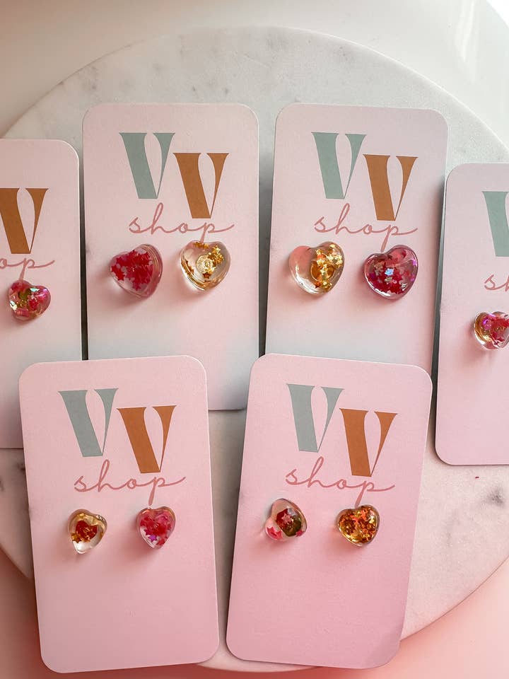 Chiefs röda och guldstjärniga glitter hjärthartörhängen för wholesale av Vandy Visuals Shop