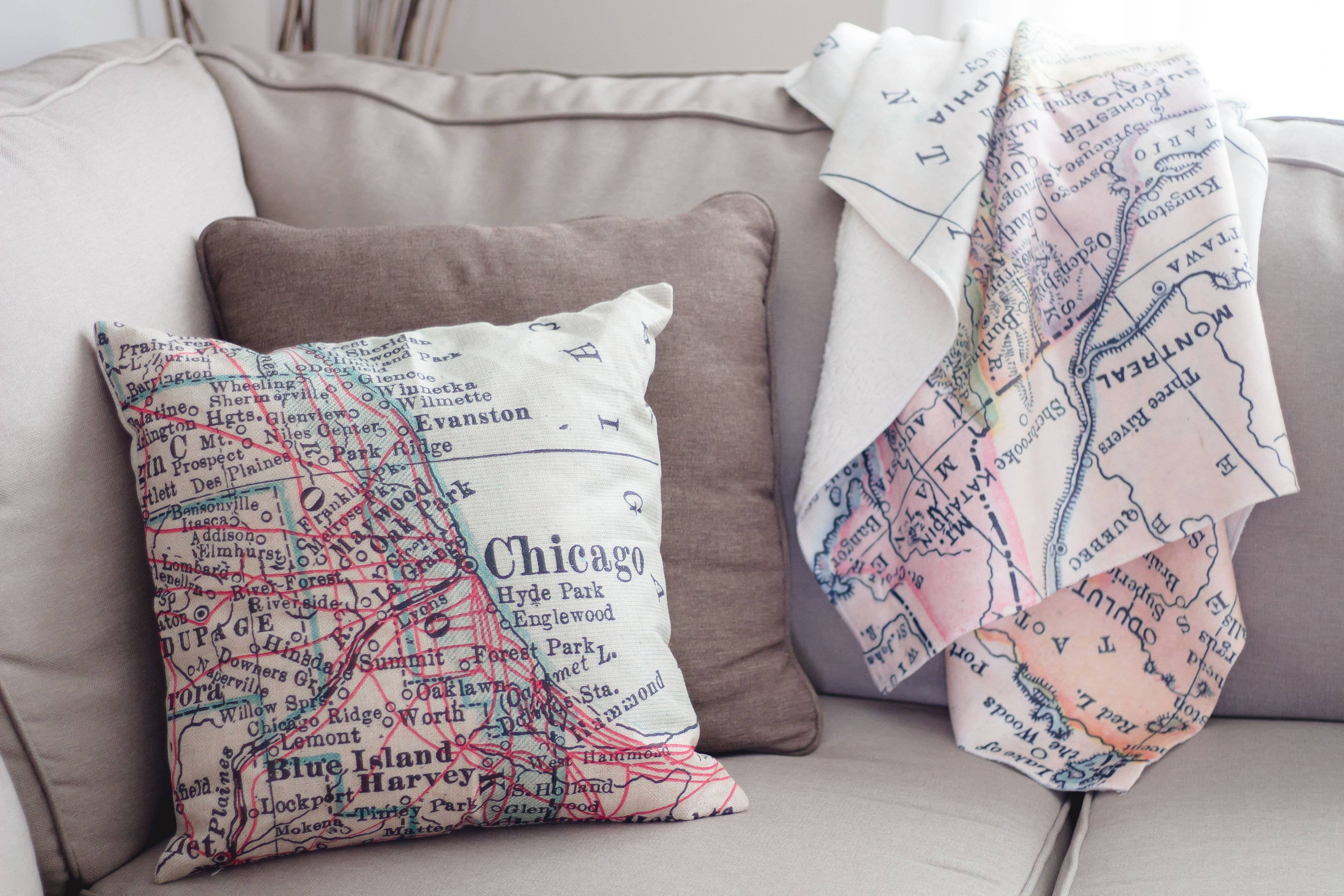 Daisy Mae Designs - Wholesale Throw/Decorative Pillow - Isle Royale National Park Michigan Map Pillow1