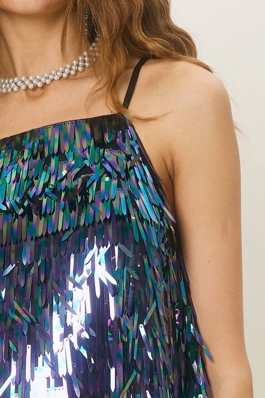 idem ditto - Vente Caraco – femme - CAMISOLE À SEQUINS TEXTURÉS ÉTINCELANTS AVEC DOS CROISÉ10