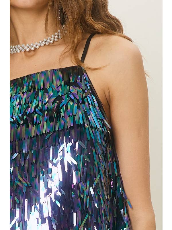 idem ditto - Vente Caraco – femme - CAMISOLE À SEQUINS TEXTURÉS ÉTINCELANTS AVEC DOS CROISÉ10