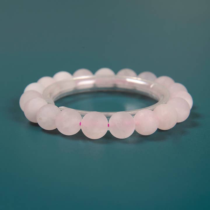 CRCBEADS - Wholesale Beaded Bracelet - Rose Quartz Bracelet Matte Round Size 8mm 10mm 7.5" Length1