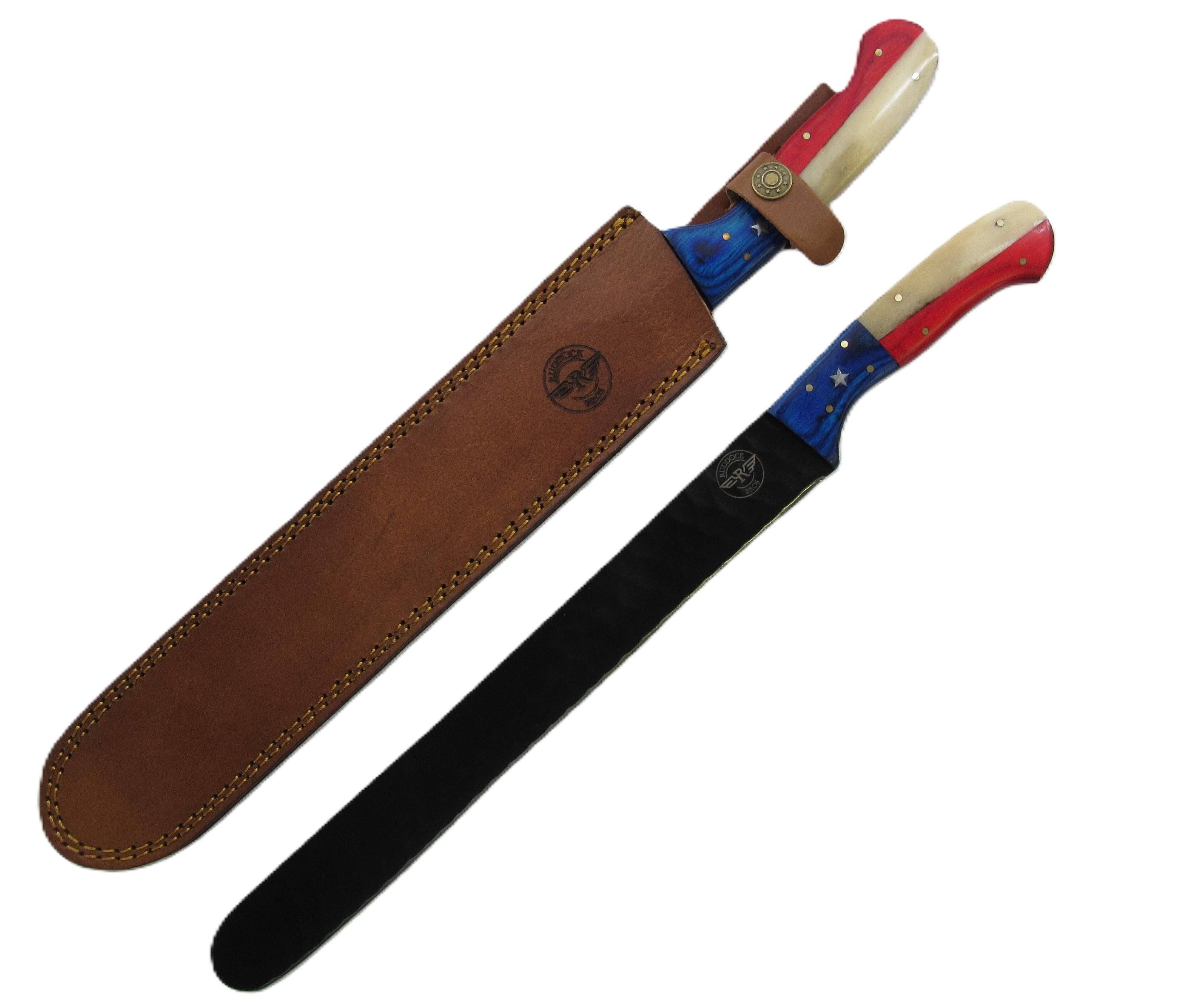 Ruddock Bros. LLC - Vente Couteau de cuisine/multi-usage - Couteau à Brisket Lone Star - Acier Noirci - Longueur Totale de 17"2