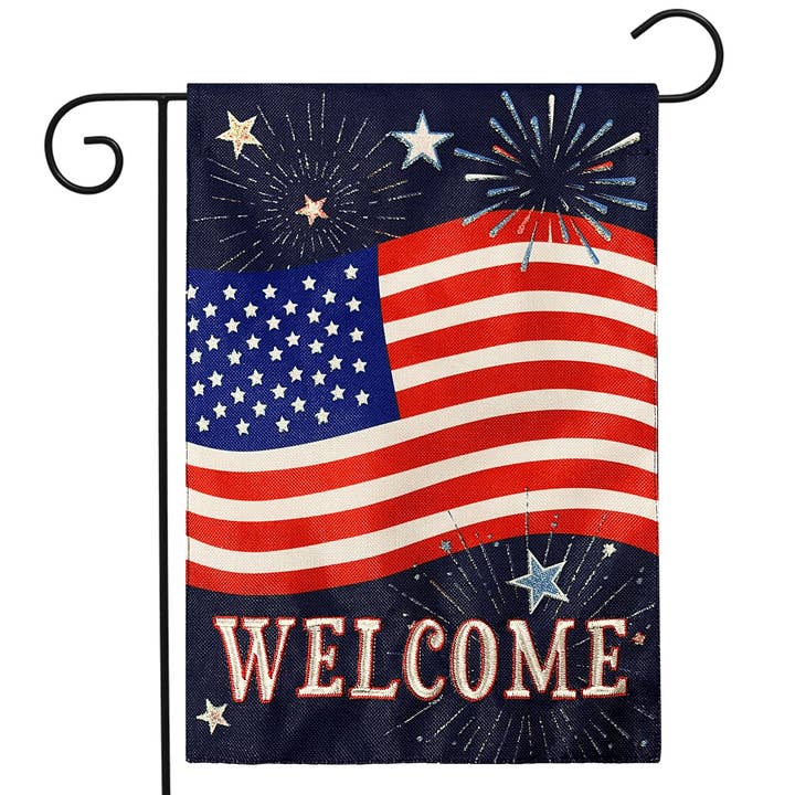 Celebrate America Burlap Garden Flag for wholesale by Briarwood Lane