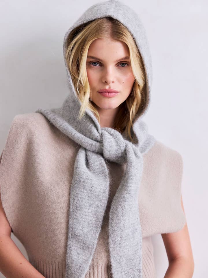 The Alpaca Hooded Scarf - Blizzard Grey - FW25 for wholesale by Arctic Fox & Co. - North America